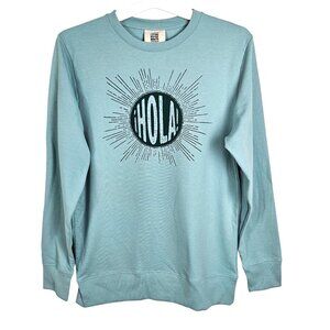 Latino Heritage Month "Hola" Crewneck Unisex Sweatshirt Size XS Mint Green Casua
